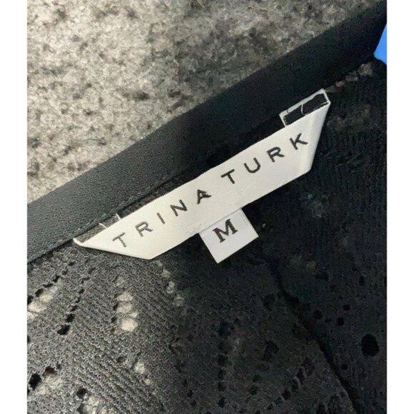 Trina Turk 198304 Vitner Sunburst Lace V Neck Shift Dress Medium Black - Picture 5 of 6